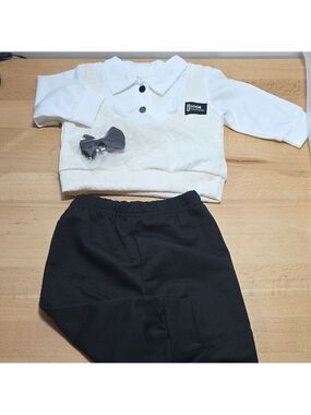 SHEIN White Baby Outfit with Bow Tie